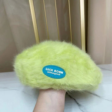 Autumn and Winter Warm Candy Color Painter Hat Rabbit Fur Women Beret Women Luck Born Slogan Fashion Hat Luxury Winter Woman Hat daiiibabyyy